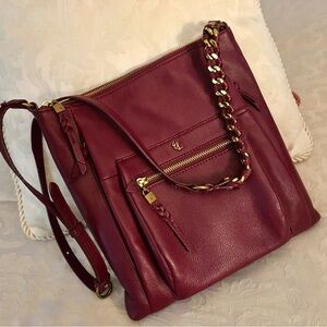 ELLIOTT LUCCA Beautiful!!! BURGUNDY LEATHER CROSSBODY